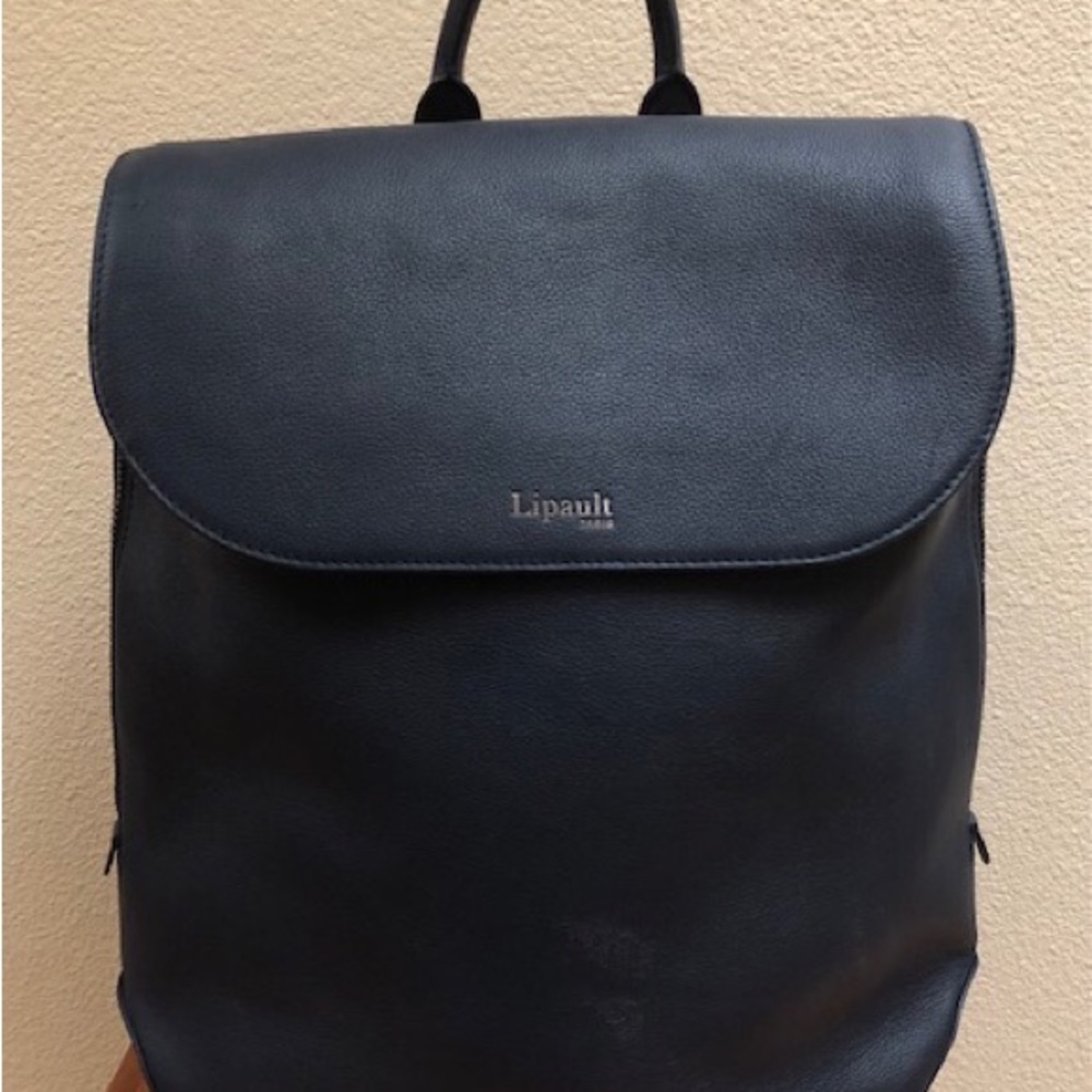 Lipault Paris Women's Plume Elegance Navy Textured Leather Backpack